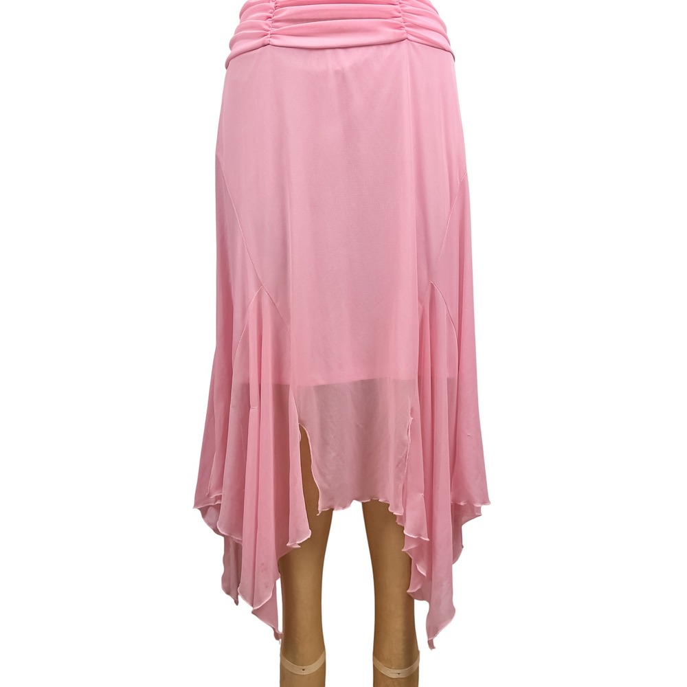 Vintage Windsor Pink Halter Dress Handkerchief Hem XS Ruched Fairy Y2K Prom - Picture 8 of 16